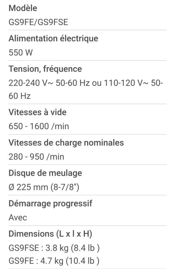 AGP  GS9FE PONCEUSE DU MURE
SECHE 550W