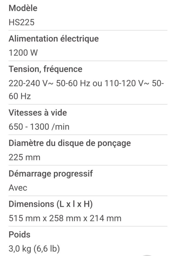 AGP  HS 225 PONCEUSE DU MURE
SECHE 225MM