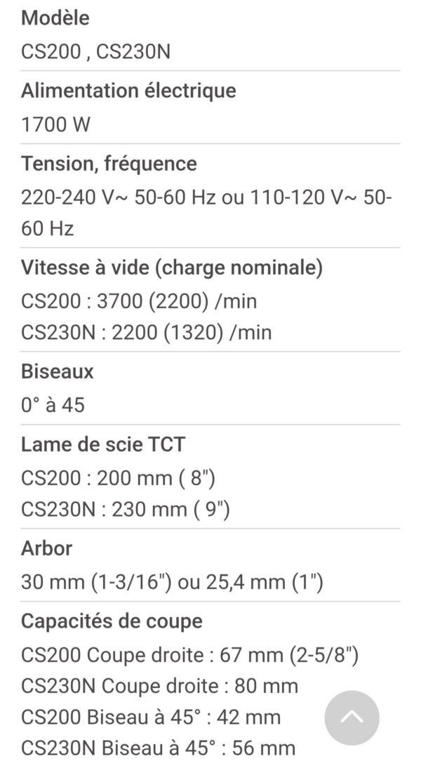 AGP CS230N SCIE CiRCULAIRE 230M