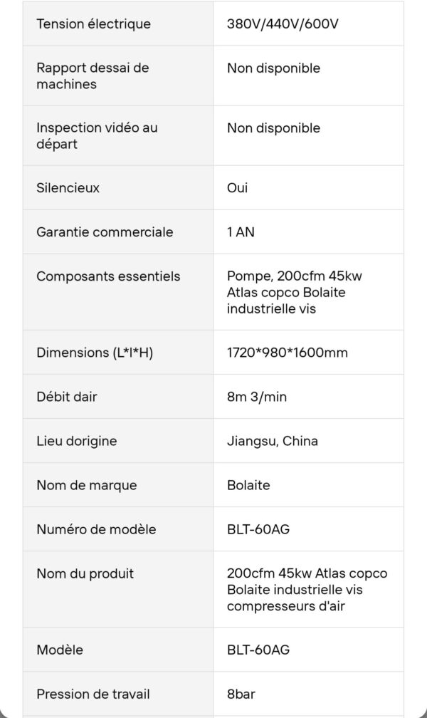 Comprisseur à vis et sécheur BLT 50A