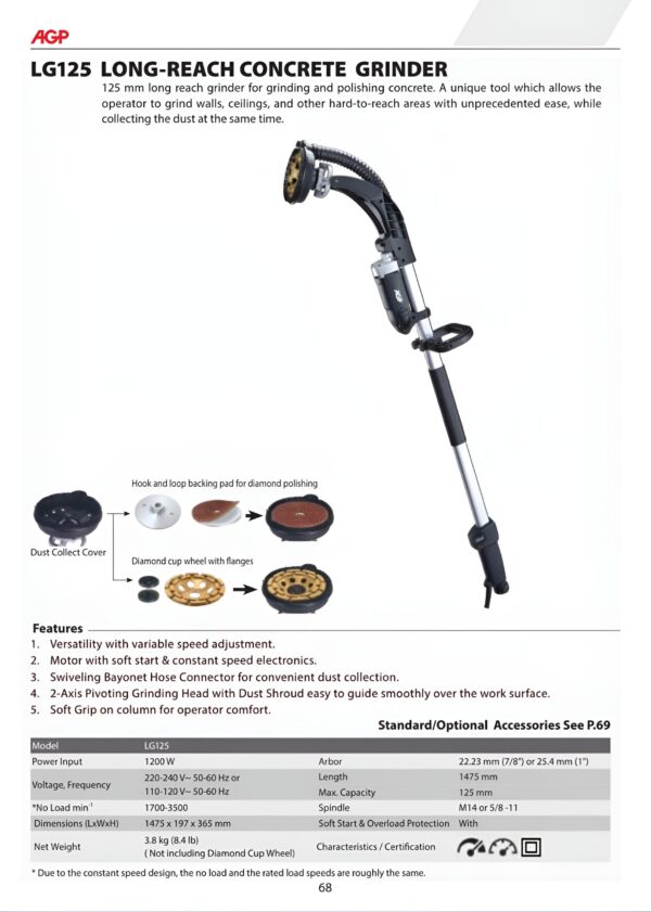 LG125 LONG-REACH CONCRETE GRINDER