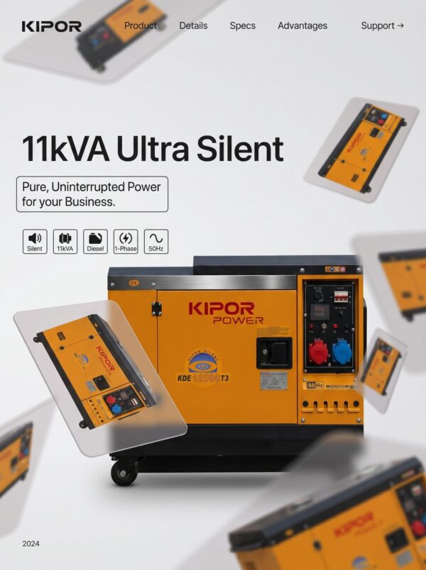 Kipor 11 kva silencieux
Avec armoire et inverseur