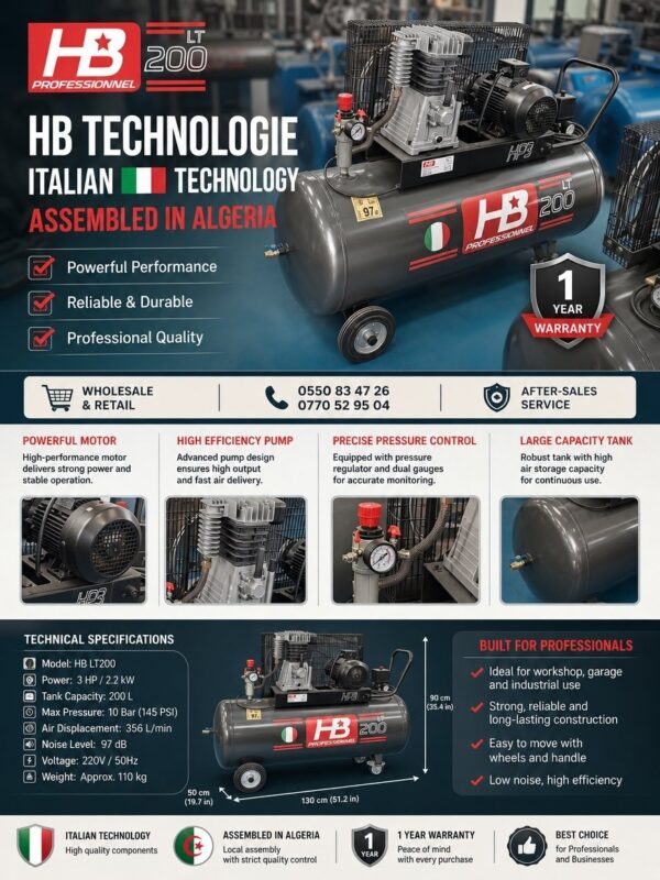COMPRESSEUR D'AIR HB
200...LITRES
